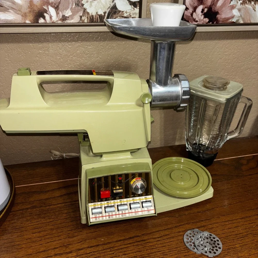 Vintage Oster Imperial Kitchen Avocado‎ Green Blender Food Grinder 10 Speed mcm